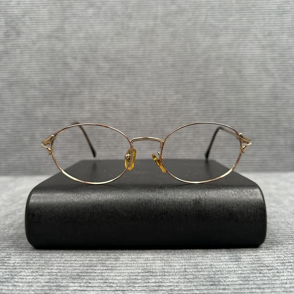Petite‎ Sophisticate 2202 G505 Gold Oval Y2K Eyeglass Frames Italy 49-19-135 Vtg